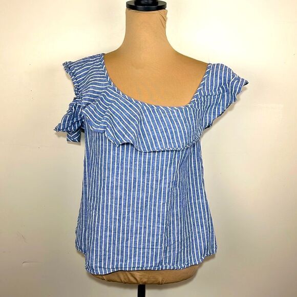 Madewell asymmetrical shirt size 6. Linen and cotton blend - Picture 1 of 7